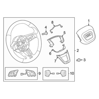 Audi OE - Steering Wheel & Trim (Trapezoid Air Bag, W/O Flat Bottom), (Premium / Premium Plus / Prestige)