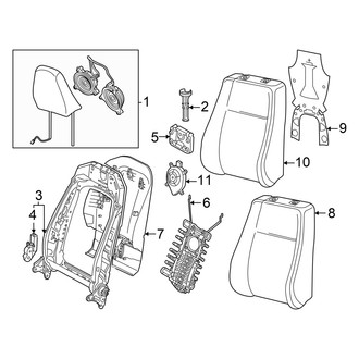 Audi OE - Seats & Tracks - Front Seat Components (Passenger Side, Seat Back, Components, Sport Seat, Code: Q1D)