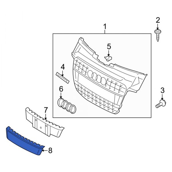 Audi OE 8K0807287A1RR Front Bumper Cover Spacer Panel