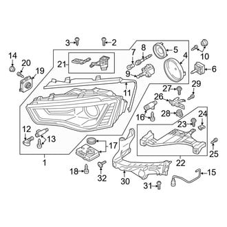 Audi OE - Front Lamps - Headlamp Components (W/O Directional Beam, With Xenon Headlamps), (Convertible)