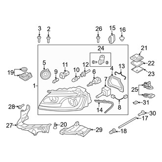 Audi OE - Front Lamps - Headlamp Components (With Directional Beam, With Xenon Headlamps), (Convertible)