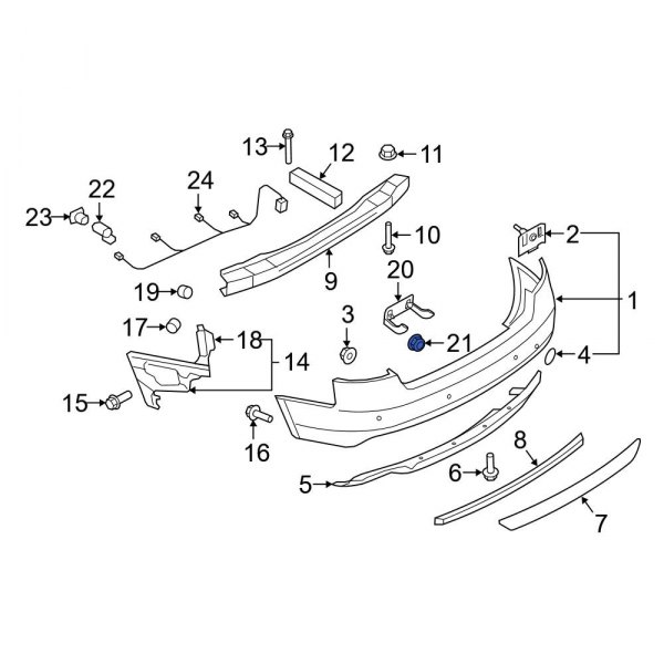 Bumper Cover Support Rail Nut