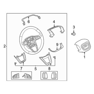 Audi OE - Steering Wheel & Trim (W/O Flat Bottom), (Convertible)