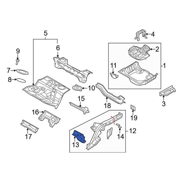 Floor Pan Crossmember Bracket