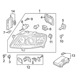 Audi OE - Front Lamps - Headlamp Components (With Directional Beam), (Sedan)