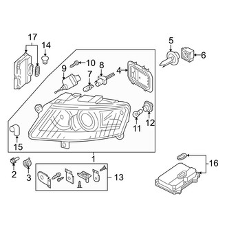 Audi OE - Front Lamps - Headlamp Components (With Directional Beam, With Xenon Headlamps)
