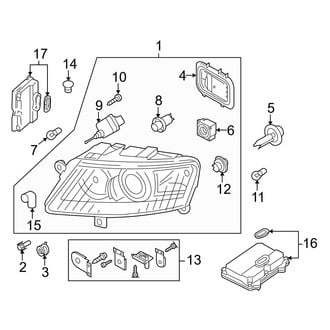 Audi OE - Front Lamps - Headlamp Components (With Directional Beam, With Xenon Headlamps)