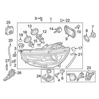 Audi OE - Front Lamps - Headlamp Components (W/O Directional Beam, With Xenon Headlamps)