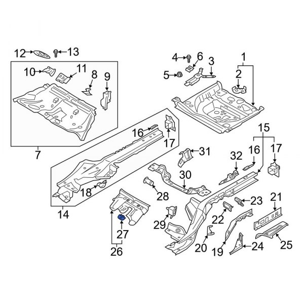 Floor Pan Crossmember Bracket