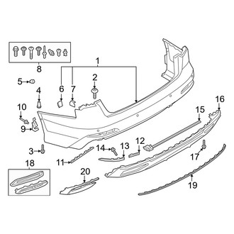 Audi OE - Rear Bumper - Bumper & Components (Bumper Code: 2K3, 2K7. Cover & Components), (Premium / Premium Plus / Prestige)