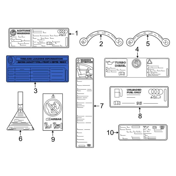 Audi OE 4H0010502BS Tire Information Label