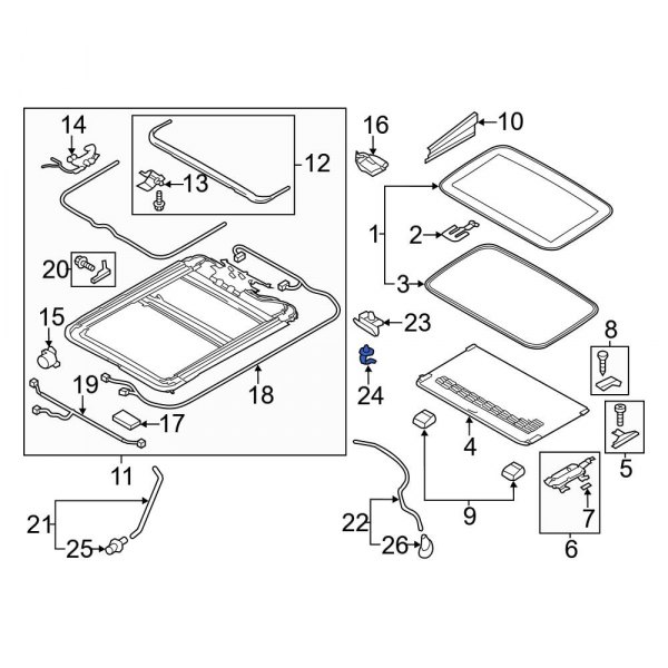 Audi OE 8E0971848R Front Sunroof Drain Hose Clip