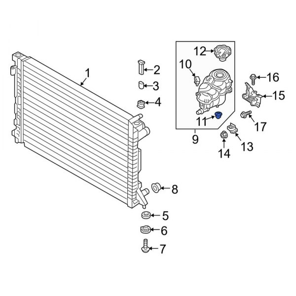 Audi OE 4G0121585A Engine Coolant Reservoir Grommet