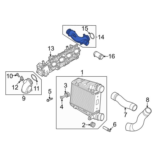 Audi OE 0P2145674E Right Intercooler Pipe