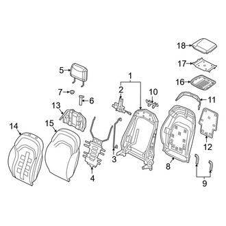 Audi OE - Seats - Front Seat Components (Passenger Side Seat Back, Parts Seat Code Q2X)