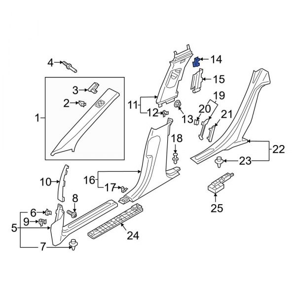 Body B-Pillar Trim Panel Insert