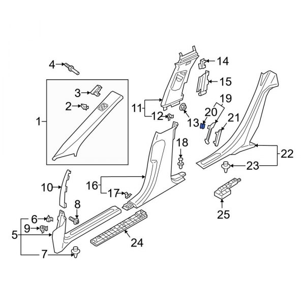 Body B-Pillar Trim Panel Insert Clip