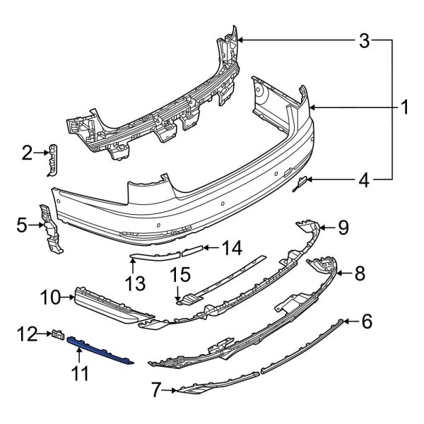 Audi OE 4N0807834F3Q7 Rear Right Outer Bumper Trim