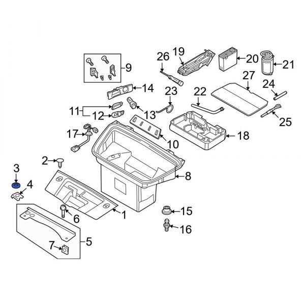 Trunk Trim Panel Washer