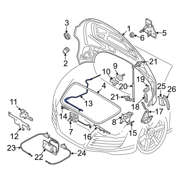 Audi OE 423823530 Front Hood Release Cable