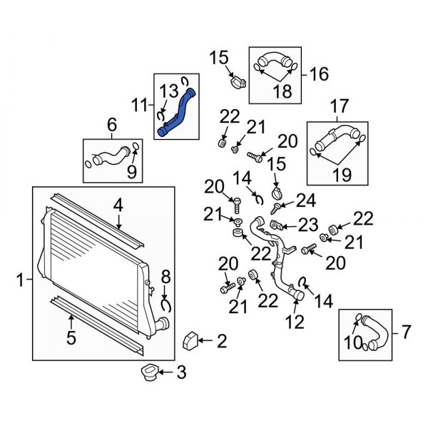 Audi OE 1K0145840Q Center Right Intercooler Hose