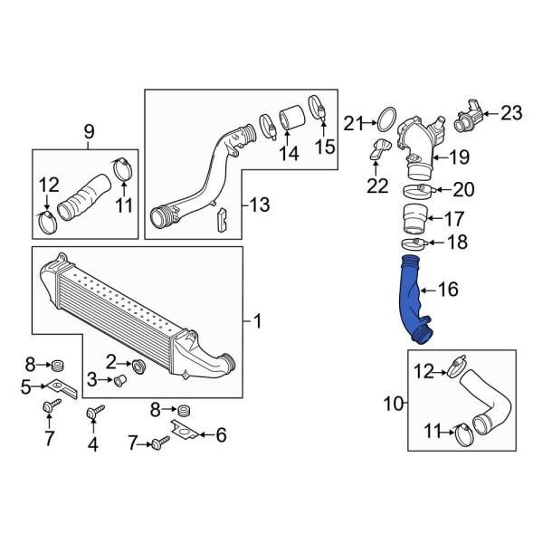 Audi OE 8V0145727 Left Center Intercooler Pipe