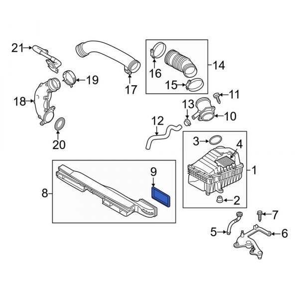 Audi OE 3Q0129281 Engine Air Intake Hose Gasket