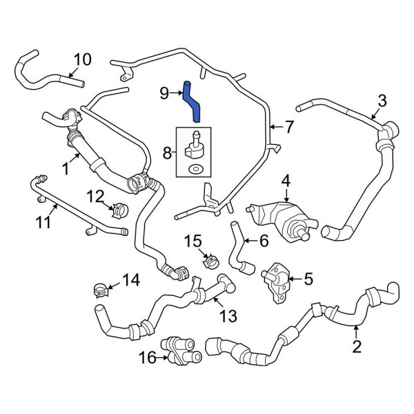 Audi OE 06K121049A Engine Coolant Bypass Hose