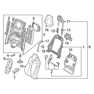 Audi OE - Seats & Tracks - Front Seat Components (Drivers Side, S Sport Seat, Seat Back, Components), (Prestige)