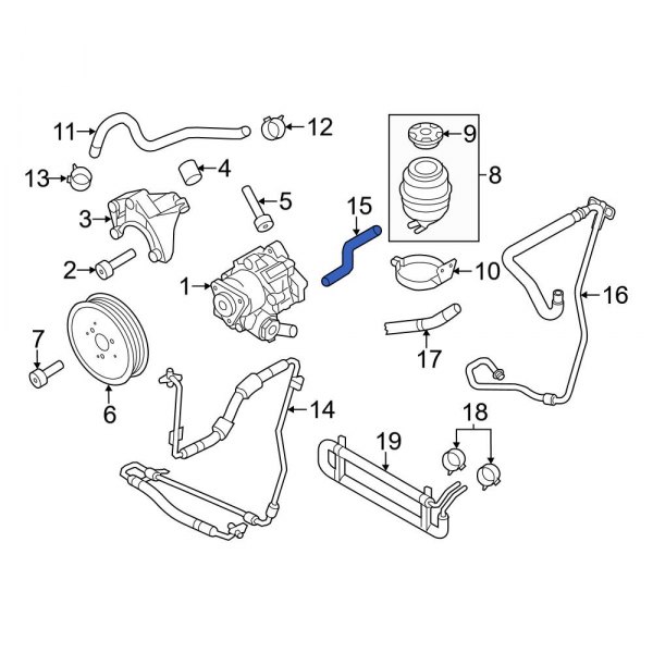 Audi OE 8R0422891M Front Power Steering Cooler Line