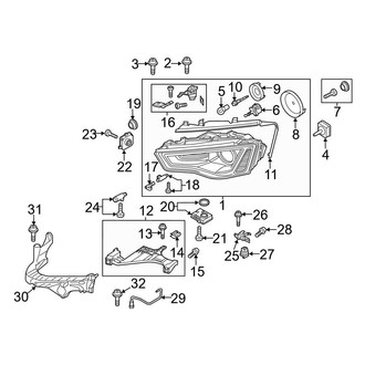 Audi OE - Front Lamps - Headlamp Components (W/O Directional Beam, With Xenon Headlamps)