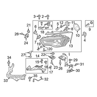 Audi OE - Front Lamps - Headlamp Components (With Directional Beam, With Xenon Headlamps)