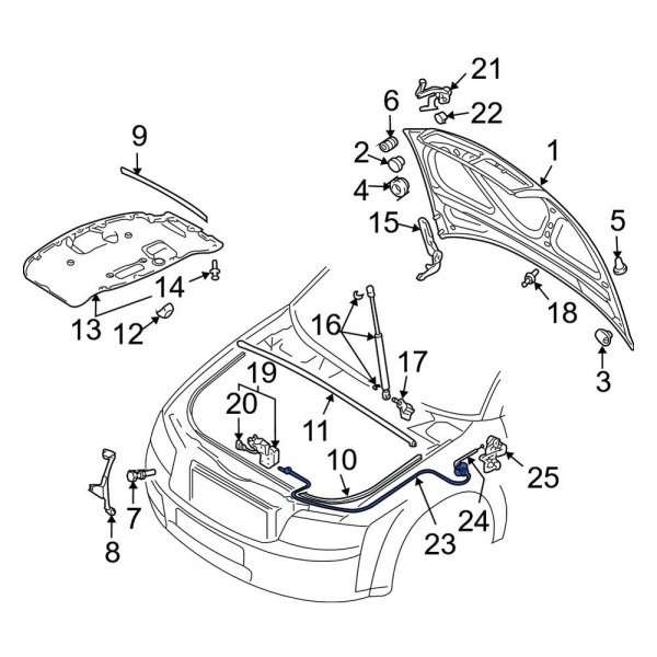 Audi OE 8E1823531D Front Hood Release Cable