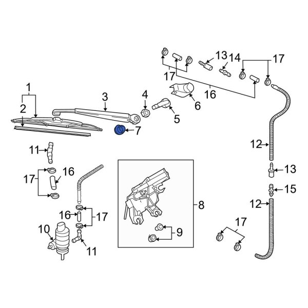 Back Glass Wiper Arm Grommet