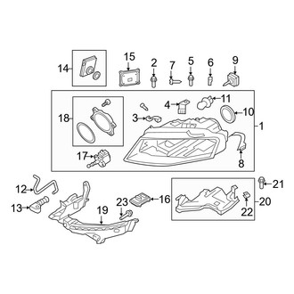 Audi OE - Front Lamps - Headlamp Components (With Directional Beam, With Xenon Headlamps)