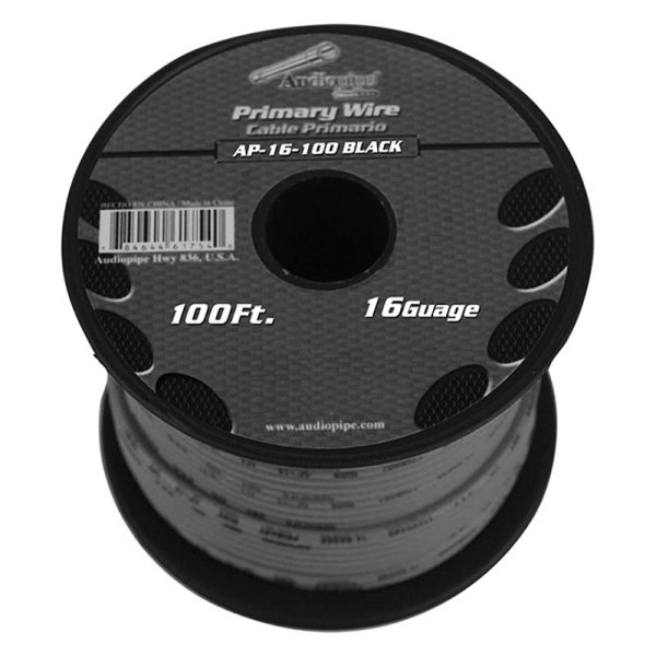 Audiopipe® - 16 AWG Single 100' Black Stranded TWP Primary Wire