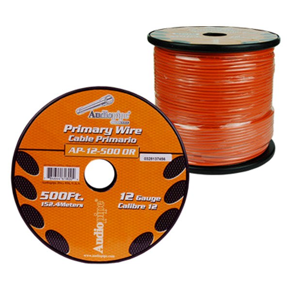Audiopipe® - 12 AWG Single 500' Orange Stranded TWP Primary Wire