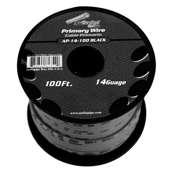Audiopipe® - 14 AWG Single 100' Black Stranded TWP Primary Wire