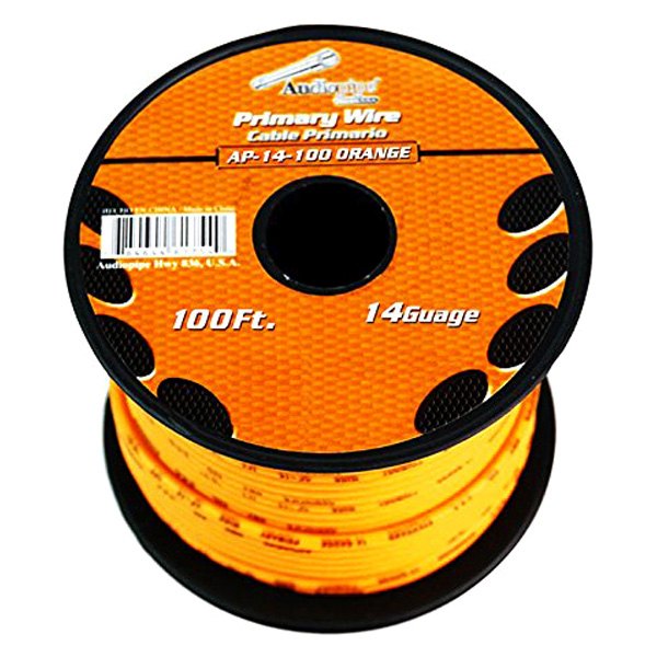 Audiopipe® - 14 AWG Single 100' Orange Stranded TWP Primary Wire