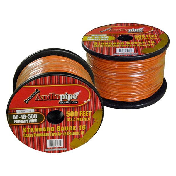 Audiopipe® - 16 AWG Single 500' Orange Stranded TWP Primary Wire