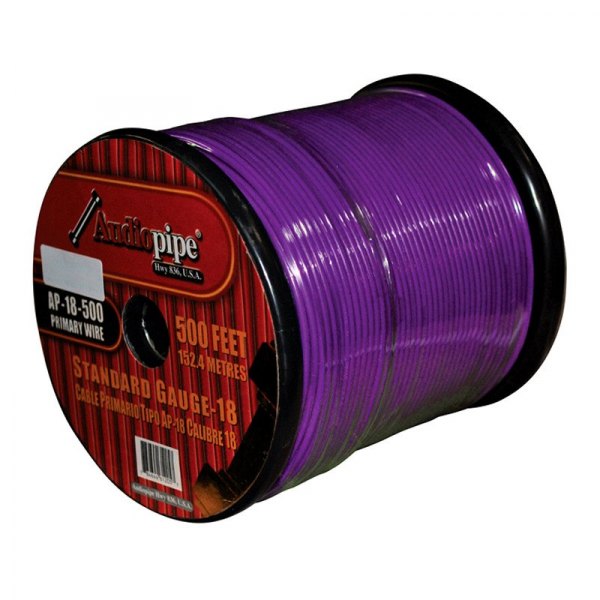 Audiopipe® - 18 AWG Single 500' Purple Stranded TWP Primary Wire