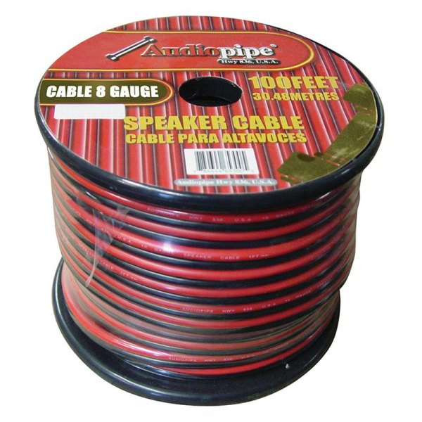 Audiopipe® - 8 AWG 2-Way 100' Black/Red Stranded GPT Speaker Wire