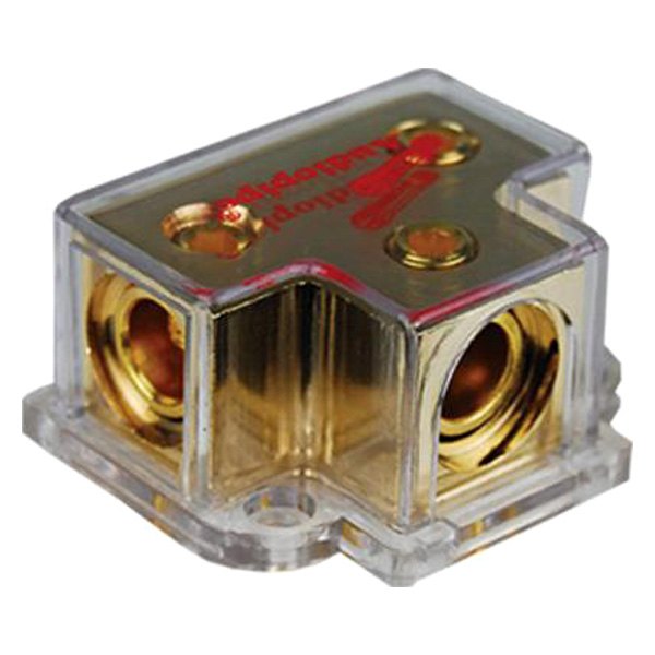 Audiopipe® - Gold Plated 2-Position Power Distribution Block (1 x 0/1 or 4 AWG In, 2 x 0 or 4 AWG Out)