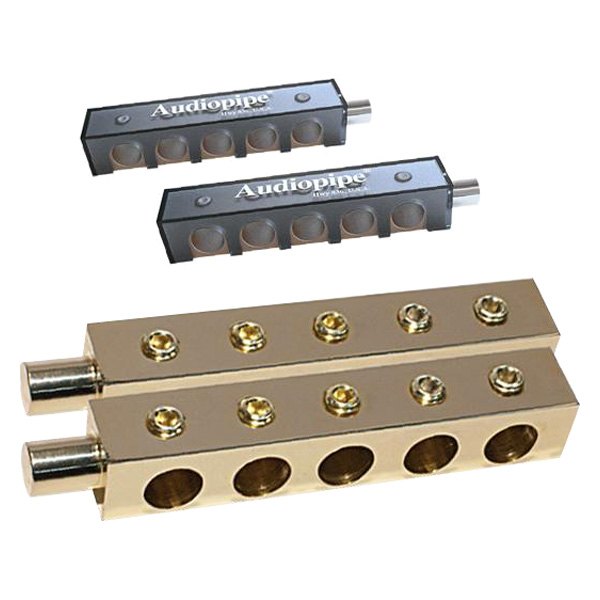 Audiopipe® - Gold Plated Power Distribution Bar Block (5 x 0/1 AWG Out)