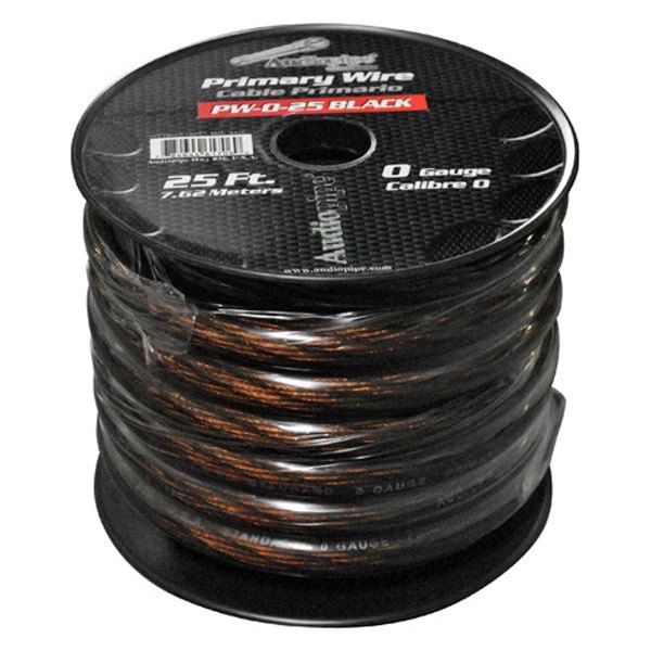 Audiopipe® - Flexible Series 1/0 AWG Single 25' Black Stranded GPT Primary Wire