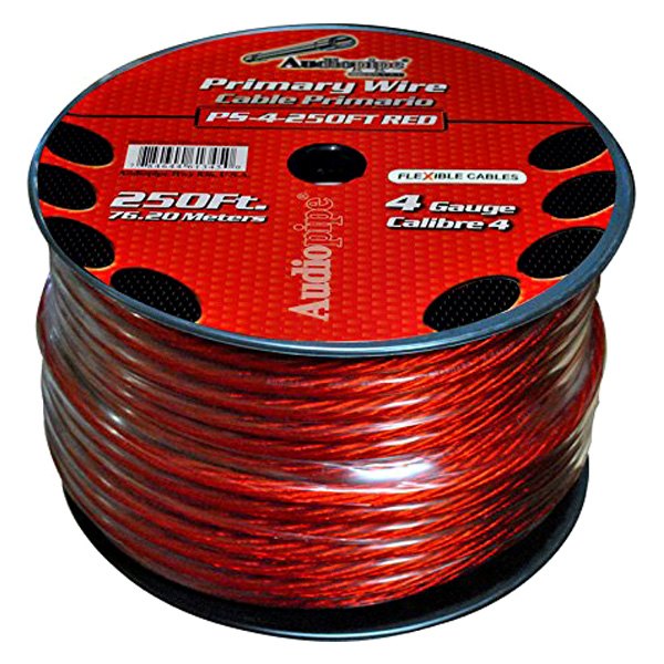 Audiopipe® - Flexible Series 4 AWG Single 250' Red Stranded GPT Primary Wire