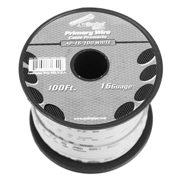 Audiopipe® - 16 AWG Single 100' White Stranded TWP Primary Wire