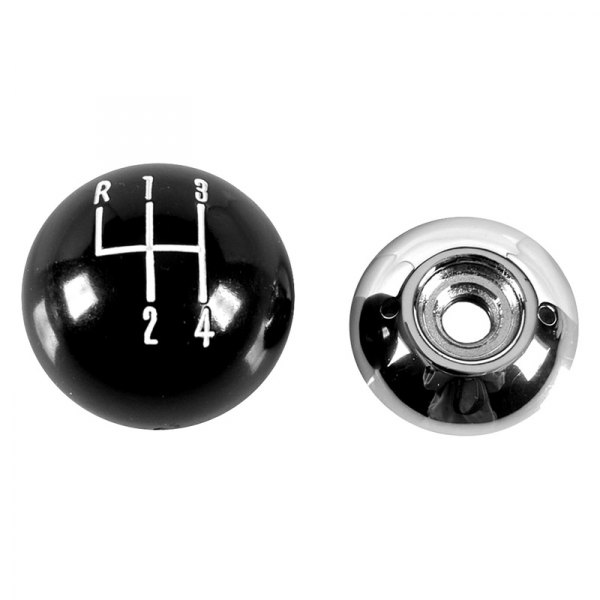 Auto Metal Direct® - Manual Ball Style 4-Speed Pattern Black Shift Knob