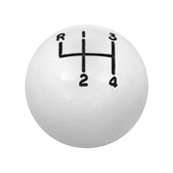 Auto Metal Direct® - Manual Ball Style 4-Speed Pattern White Shift Knob