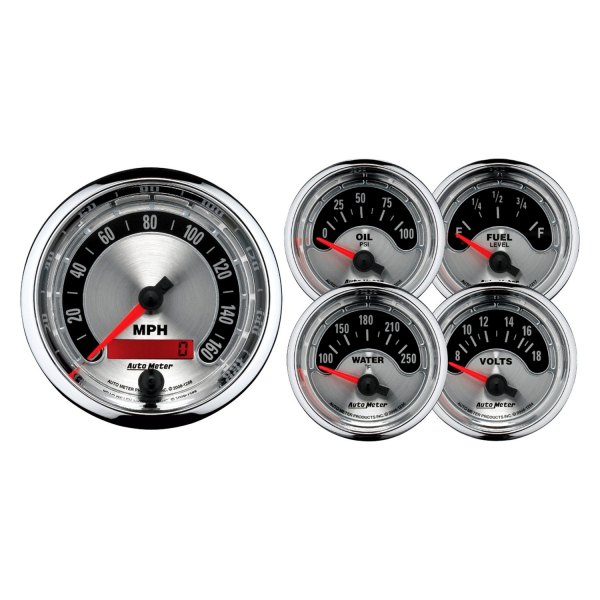 Auto Meter® - American Muscle™ 5-Piece (3-3/8" and 2-1/16") In-Dash Gauge Kit